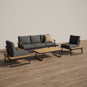 Conjunto de Sofás Modernos para Exteriores con Detalles en Acabado de Teca y Cojines Impermeables para <span class=keywords><strong>Terraza</strong></span> de Villa de Lujo - Product Image 3