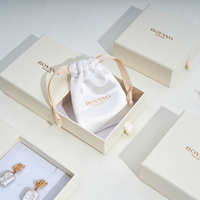Boîte à bijoux cadeau en papier personnalisé, tiroir en papier pour collier, bague, boucles d'oreilles, emballage Beige écologique