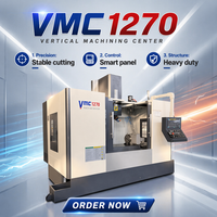 Centre d'usinage vertical CNC VMC1270 de fabrication chinoise, machine de fraisage de métaux robuste avec magasin d'outils