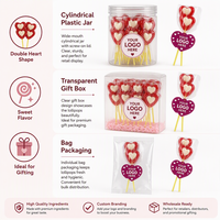 Groothandel Dubbele Hartvormige Lollipop Snoep Zoete Fruitige Harde Lollipop Valentijnsdag Liefdesthema Snoep voor Bruiloft Feest Cadeau