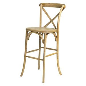 Tabouret classique en bois de chêne massif, <span class=keywords><strong>chaise</strong></span> de café à dossier croisé - Product Image 4