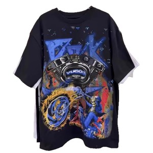 T-shirt da uomo estiva oversize in cotone pesante 300g di alta qualità, a maniche corte, stile streetwear con stampa cartoon, vestibilità ampia - Product Image 5