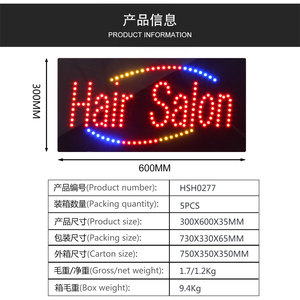 Tienda de belleza y peluquería para colgar en interiores, letrero abierto de salón de belleza con luz LED de 30*60CM, letrero colgante abierto Acrílico - Product Image 2