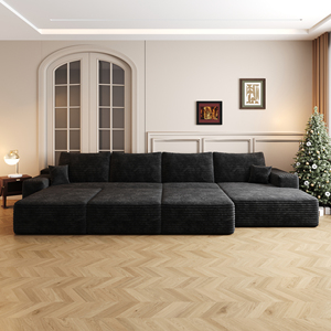 Ensemble de canapés sectionnels en tissu compressé pour salon, chaise longue modulaire, rembourrage sous vide, moderne, en velours côtelé avec garnissage en coton - Product Image 5