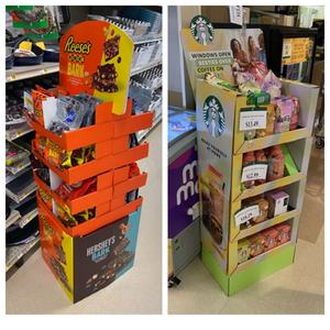 Экологичная 5-слойная гофрированная картонная стойка для рекламных акций в супермаркетах, простая сборка, для демонстрации снеков - Product Image 2