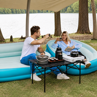 Canapé gonflable avec pompe intégrée, double siège, PVC floqué, 175x85x72cm, auto-gonflant, pour le camping en plein air