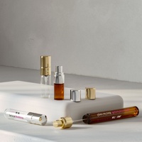 Flacon pulvérisateur en verre ambré avec logo personnalisé et capuchon en aluminium, atomiseur de parfum, emballage cosmétique moderne pour brume de soin de la peau