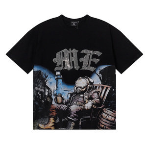 เสื้อยืดโอเวอร์ไซส์สีดำพิมพ์ลายสไตล์สตรีท แขนสั้น คอกลม ผ้าคอตตอนเจอร์ซีย์ 100% คุณภาพเยี่ยม สำหรับผู้ชาย รุ่น The Mixed Emotion - Product Image 4