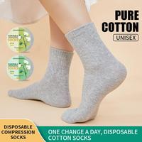 Chaussettes jetables personnalisées OBM pour les voyages et les vacances, chaussettes en coton biologique compressé à usage unique, coupe basse, chaussettes en coton pour la cheville, blanc et noir