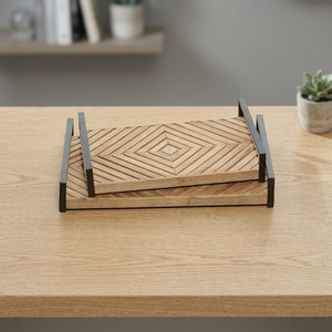 Premium Quality Handmade Mango Wood Tray with Metal Handles for Kitchen Dining <b>Table</b> <b>Coffee</b> <b>Table</b> Decorative <b>Rustic</b> Wooden - Product Image 3