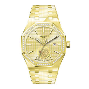Reloj Mecánico de Lujo para Hombre MIGE, Emblema de Dragón Dorado, Diamantes Reales, Correa de Acero Inoxidable, Resistente al Agua, Reloj de Pulsera para Negocios - Product Image 1