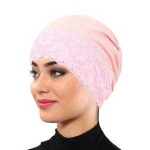 HZM-26076 Bonnets intérieurs pour hijab, couleur unie, pour femme musulmane du Moyen-Orient, sous-<span class=keywords><strong>bonnet</strong></span> hijab simple en dentelle de couleur unie - Product Image 3