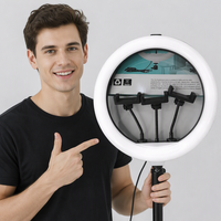 Mini Aro de Luz LED USB de Plástico, 3 Colores Ajustables, 12 Pulgadas, Luz para Selfies y Vlogs &amp;   Iluminación Fotográfica para Maquillaje