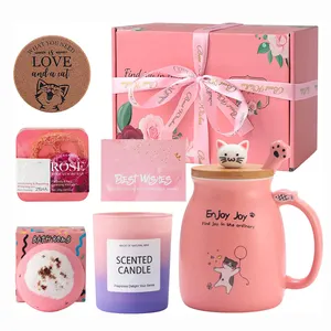 Venta al por mayor Nueva Linda cesta de regalo de spa de cumpleaños para mujeres amante de los gatos mejor aniversario Día de San Valentín regalos de Navidad para novia