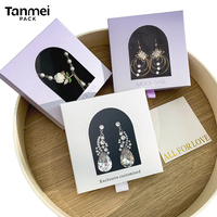 Boîte à bijoux écologique avec fenêtre en PVC, boîte d'emballage de bijoux en carton avec logo personnalisé, poignée en cristal pour collier