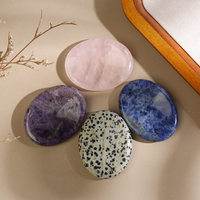 Pierre de méditation transfrontalière en cristal naturel, pour massage du pouce et soulagement du stress, en Quartz rose et Améthyste