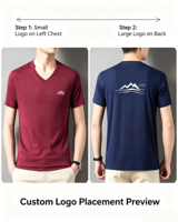T-shirt Homme Col V en Coton Tricoté Uni, Coupe Slim, Grande Taille, Personnalisable avec Logo Imprimé Numérique DTF – Vente en Gros, Haute Qualité