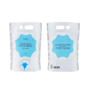 Custom Printed Aseptic Liquid Packaging Pouch 2L 3L 5L Wholesale Wine Bag with Spout Tap Secure Beverage Packaging Box