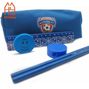 Ensemble de papeterie scolaire avec logo personnalisé, trousse à crayons personnalisée pour équipe sportive 6 pièces avec règle, crayons, gomme, taille-crayon pour enfants - Product Image 1