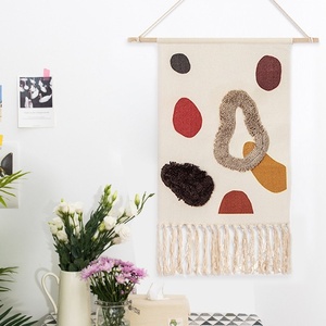 พรมแขวนผนังลายพู่ถักมือสุดพิเศษ สไตล์นอร์ดิก ลายเรขาคณิตนามธรรม แนวชาติพันธุ์ สำหรับตกแต่งบ้าน - Product Image 3