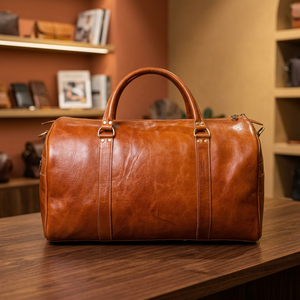 Sac de voyage unisexe de luxe classique en cuir véritable de haute qualité, élégant, avec poignée souple et fermeture éclair intégrée - Product Image 1