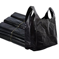 Usine En Gros Durable HDPE Robuste PE Couleur Noir Sacs À Provisions En Plastique Gilet Poignée T-shirt Sacs