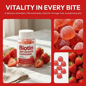 Gomitas con Sabor a <span class=keywords><strong>Fresa</strong></span> para Mejorar la Piel Seca, Nutrir los Folículos y Fortalecer las Raíces del Cabello con Biotina para el Crecimiento del Cabello - Product Image 6