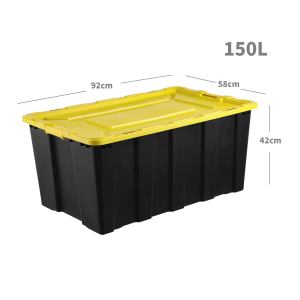 Bacs de transport en <span class=keywords><strong>plastique</strong></span> multifonctionnels empilables robustes de 40 gallons (150 L) avec poignée - Product Image 1