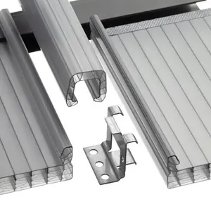 Folha de policarbonato transparente em u, folha em forma de u para cobertura