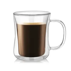 7oz Creative tasses à Café En Verre 13oz Borosilicate Double Mur tasse en verre tasse avec poignée