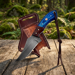Cuchillo de Caza y Camping de Acero al Carbono Forjado a Mano con Punta Caída, Mango de Madera, Funda de Cuero, Multifuncional, 1 Año de Garantía, DIY OEM - Product Image 3