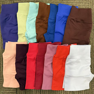 Shorts de sport sans couture <span class=keywords><strong>taille</strong></span> <span class=keywords><strong>haute</strong></span> élastique pour <span class=keywords><strong>femme</strong></span>, 45 couleurs, coupe pêche profonde, effet push-up, pour cyclisme, gym et yoga - Product Image 5