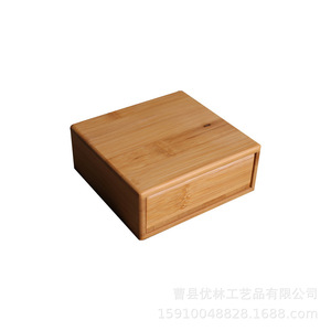 Caja de regalo cuadrada de bambú con cajón para almacenamiento y presentación de joyas - Product Image 5
