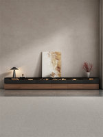Ensemble meuble TV et table basse en verre de luxe sur pied avec rangement double couche pour salon et usage domestique