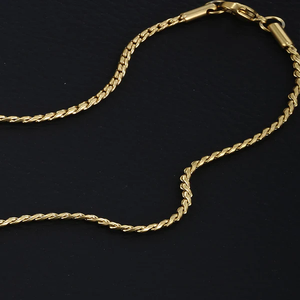 สร้อยคอชุบทอง14K สำหรับทุกเพศสไตล์วินเทจแบบลำลองทันสมัยพร้อมห่วงโซ่ชุบสแตนเลสสีทึบ - Product Image 3