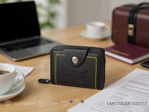 Porta Carte di Credito da Uomo a Bottone Singolo, 4 Pollici, in Pelle Sintetica Microfibra, Porta Biglietti da Visita - Product Image 2