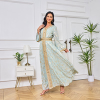 Abaya pour femmes du Moyen-Orient, Dubaï, brodée de feuille d'or, respirante, élégante, robe de soirée, mode musulmane, robe pour le printemps et l'automne