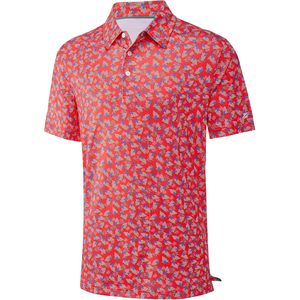 Polo de Golf para Hombre, Manga Corta, Estampado Rojo, Tejido de Poliéster Transpirable, con Cuello - Product Image 1