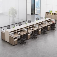 BGZ-220X – Bureau d'ordinateur en L moderne et minimaliste en PVC avec cloison d'écran et chaise de bureau pour 4/6 personnes