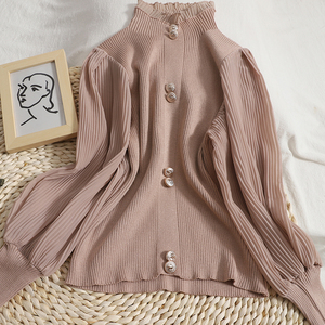 Maglione in tinta unita a maniche lunghe a maniche lunghe lavorato a maglia <span class=keywords><strong>corta</strong></span> da <span class=keywords><strong>donna</strong></span> - Product Image 3