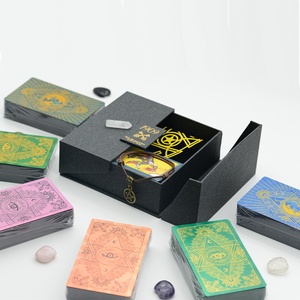 Coffret Cadeau de Luxe : Jeu de Tarot Doré Imperméable avec Cartes <span class=keywords><strong>en</strong></span> Plastique, Sac <span class=keywords><strong>en</strong></span> Velours, Nappe et Pierres de Cristal - Product Image 4