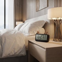 Horloge de table numérique à écran LCD rectangulaire, horloge visuelle numérique avec hygromètre, horloge de chambre d'étudiant, réveil, fabrication directe