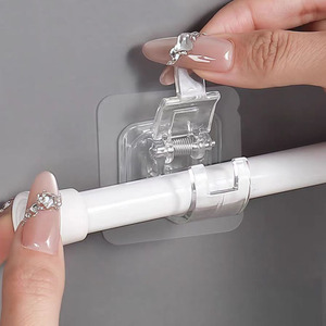 Clips de <span class=keywords><strong>tringle</strong></span> à rideau transparents et imperméables, anneaux rotatifs, crochets adhésifs muraux robustes - Product Image 1