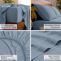 Ensemble de draps plats en microfibre doux et respirant, personnalisable en 3 ou 4 pièces, tailles Twin, Full, Queen, King pour hôtel et usage domestique