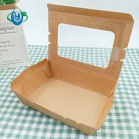 Boîte à lunch jetable écologique en papier kraft avec pelliculage mat et gaufrage personnalisable pour sushis, sandwichs et traiteur à emporter