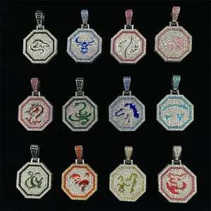 MECYLIFE Zodiac Pendant Stainless Steel Necklace Charm Light Luxury Minority Hip-hop Personality For Men Women