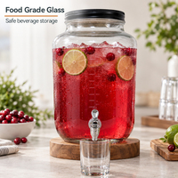 Distributeur de boissons en verre de 8 L (2 gallons) avec marques de mesure, grand distributeur de jus et de boissons pour hôtel, buffet, restauration, OEM