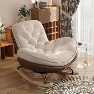 Poltrona a dondolo moderna e semplice in pelle, set di mobili lounge a dondolo per soggiorno domestico - Product Image 1
