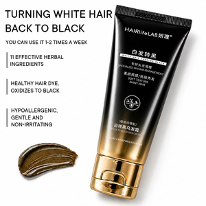 Crema <span class=keywords><strong>Colorante</strong></span> per <span class=keywords><strong>Capelli</strong></span> Neri a Base di Erbe, Senza Ammoniaca, Tinta Naturale da Bianco a Nero per Uomini e Donne, Nutriente e Duratura - Product Image 4