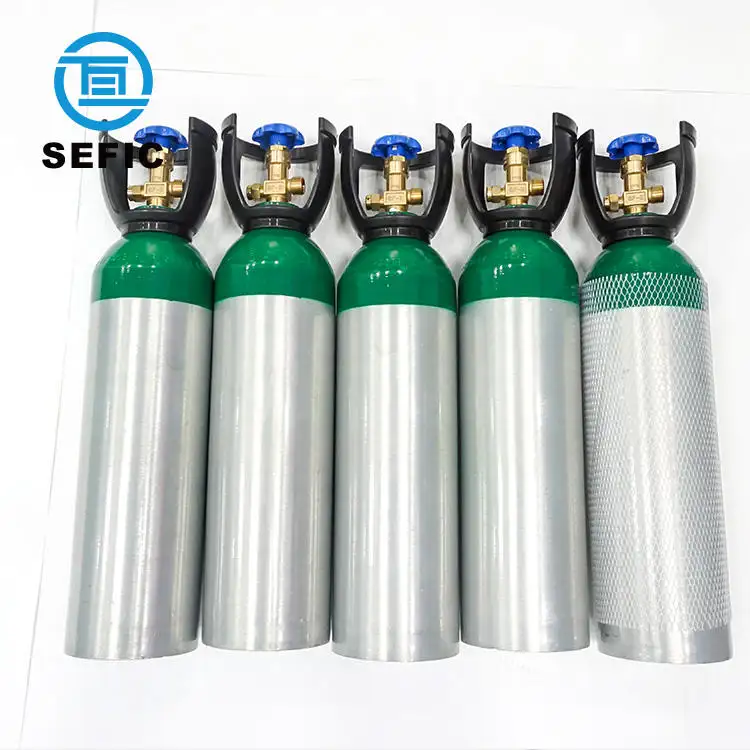 ENISO7866 Standard Low Price 1L-40L Aluminum Medical Gas Medical Oxygen Tank Oxygen Cylinder For Hospital